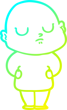 Bir insan tarafından çizilmiş kel bir adamın soğuk çizgi çizimi.