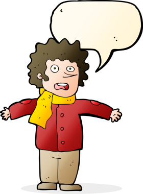 Bir insan tarafından çizilen konuşma baloncuğu ile bir adamı şaşırtan çizgi film.