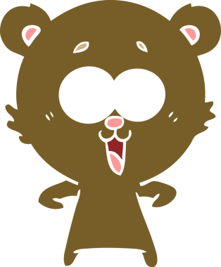 Bir insan tarafından çizilmiş gülen ayıcık düz renkli çizgi film.