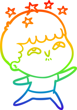 gökkuşağının gradyan çizimi bir çizgi film karakteri tarafından çizilmiş.