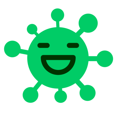 Bir insan tarafından çizilmiş basit mutlu bir virüs.