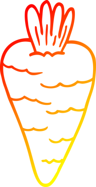 Bir insan tarafından çizilmiş bir havucun sıcak çizgi çizimi