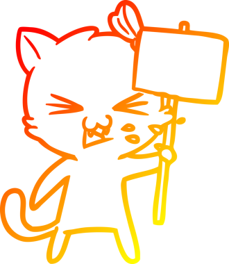 Bir insan tarafından çizilmiş çizgi film kedisinin sıcak çizgi çizimi