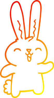 Bir insan tarafından çizilmiş mutlu tavşan çizgi çizimi.