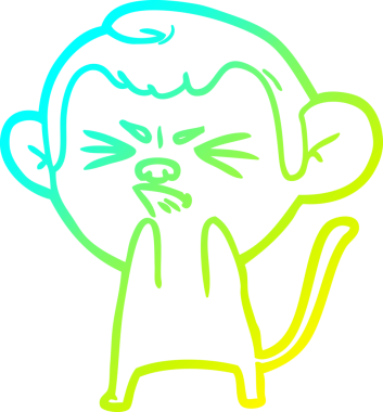 Bir insan tarafından çizilmiş, sinir bozucu bir maymunun soğuk çizgi çizimi.