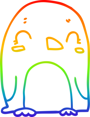 gökkuşağı gradyan çizimi bir insan tarafından çizilmiş bir penguen çizgi