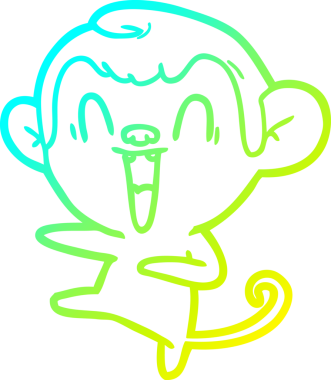 Bir insan tarafından çizilmiş gülen maymun çizgi çizimi.