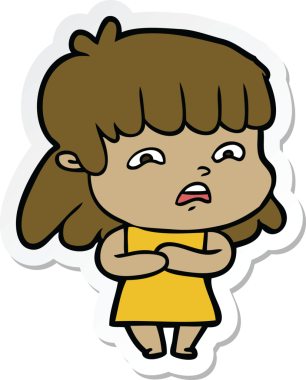 Bir insan tarafından çizilmiş endişeli bir karikatür çıkartması.