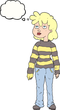 Bir insan tarafından çizilmiş serbest çizim baloncuk karikatür kadın.