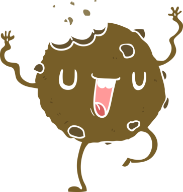 Bir insan tarafından çizilmiş düz renkli çizgi film dans kurabiyesi.