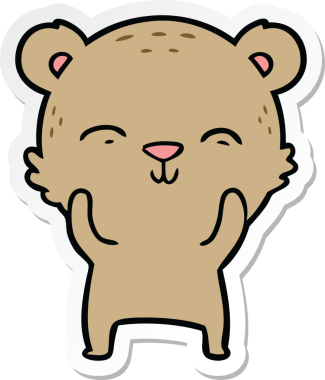 Bir insan tarafından çizilmiş mutlu çizgi film ayısının çıkartması.