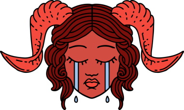 Retro Dövme Biçimi bir insan tarafından çizilmiş ağlama karakter yüzü