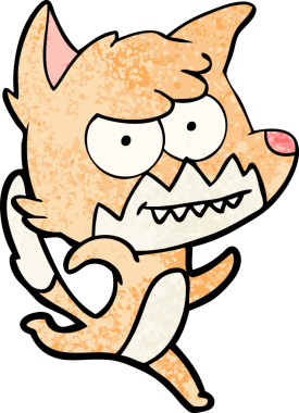 Bir insan tarafından çizilmiş sırıtan tilki çizgi filmi.