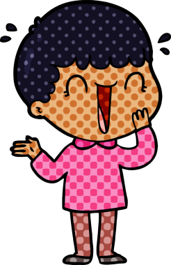 Bir insan tarafından çizilmiş gülen karikatür adam.