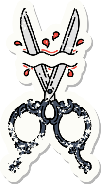 Bir insan tarafından çizilmiş geleneksel berber makas stili bir dövme.