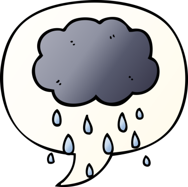 çizgi film bulutu yağmur gibi yağıyor, konuşma baloncuğu bir insan tarafından çizilmiş gibi.
