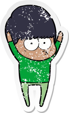 Bir insan tarafından çizilmiş esneyen bir çizgi film çocuğunun sıkıntılı çıkartması.