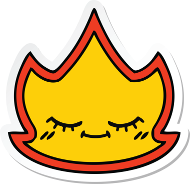 Bir insan tarafından çizilmiş sevimli bir ateş alevi çıkartması.