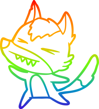 Bir insan tarafından çizilmiş kızgın bir kurt çizgi çizimi.