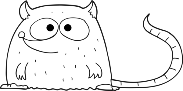 Bir insan tarafından çizilmiş siyah beyaz çizgi film faresi