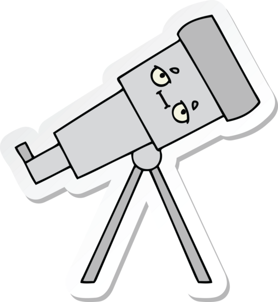 Bir insan tarafından çizilmiş sevimli bir teleskop çıkartması.