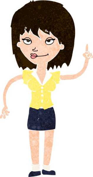 Bir insan tarafından çizilmiş bir fikri olan karikatür kadın.