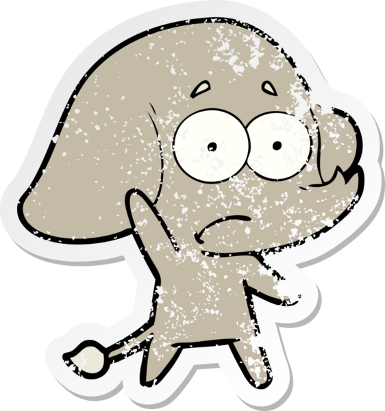 Bir insan tarafından çizilmiş belirsiz bir filin sıkıntılı çıkartması.