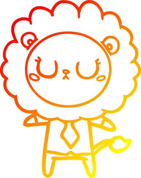 Bir insan tarafından çizilmiş iş kıyafetleri içinde çizgi film aslanı çizimi.