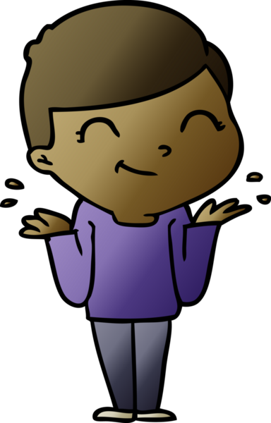 Bir insan tarafından çizilmiş gülümseyen çizgi film çocuğu.