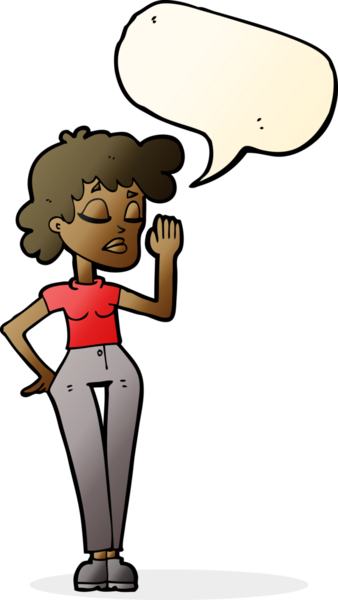 Bir insan tarafından çizilmiş konuşma balonuyla görmezden gelen karikatür kadını.