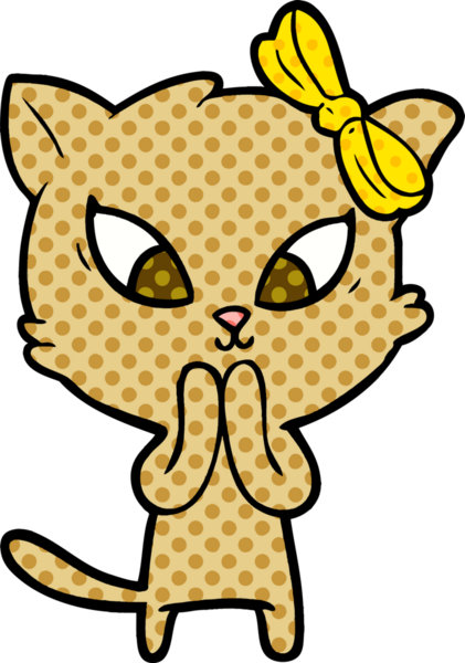 Bir insan tarafından çizilmiş çizgi film kedisi.