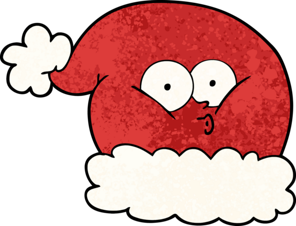 Bir insan tarafından çizilmiş Noel Baba şapkası.