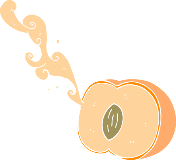 Bir insan tarafından çizilmiş şeftalinin düz renk çizimi