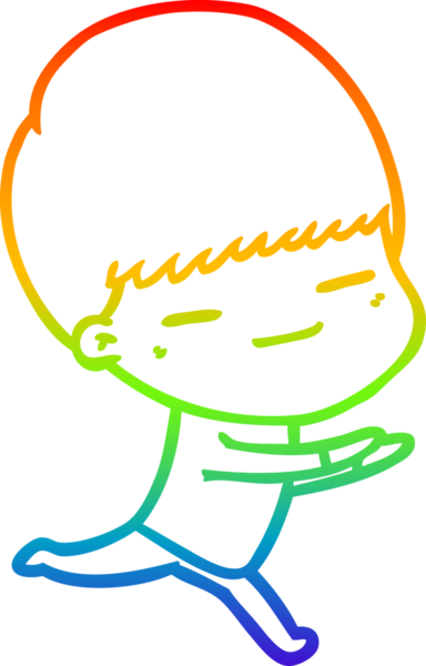 Gökkuşağı gradyan çizgi çizimi bir insan tarafından çizilmiş kendini beğenmiş bir çocuk.