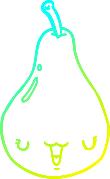 Bir insan tarafından çizilmiş bir armut karikatürünün soğuk gradyan çizimi