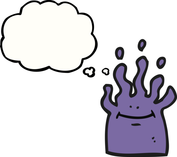 Serbest çizim düşünce balonu karikatürü küçük uzaylı bir insan tarafından çizildi