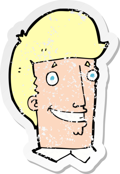 Bir insan tarafından çizilmiş mutlu bir adamın karikatür yapıştırması.