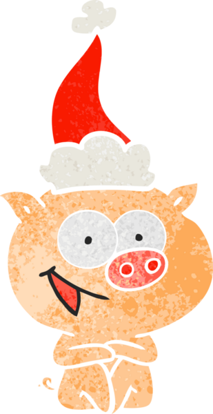 Neşeli domuz eli, insan tarafından çizilmiş eski bir Noel Baba şapkası.