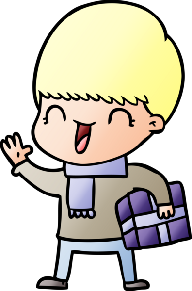 Bir insan tarafından çizilmiş mutlu çizgi film çocuğu.