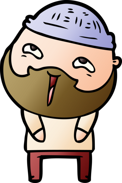 Bir insan tarafından çizilmiş mutlu sakallı bir adam.