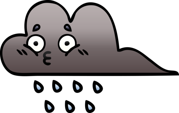 Bir insan tarafından çizilmiş fırtına yağmuru bulutunun gölgeli karikatürü