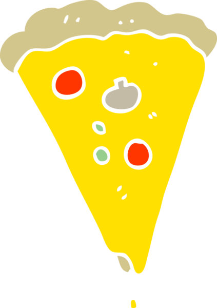 Bir insan tarafından çizilmiş pizzanın düz renk çizimi