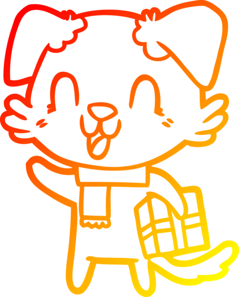 Bir insan tarafından çizilmiş, gülen çizgi film köpeğinin sıcak çizgi çizimi.