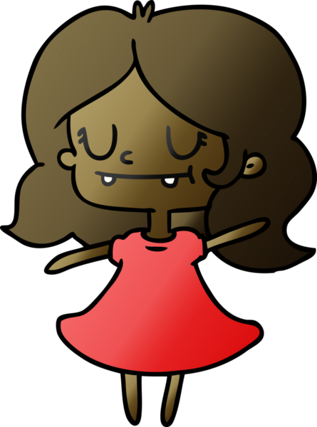 Bir insan tarafından çizilmiş kawai kızının gradyan çizimi.