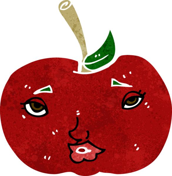 bir insan tarafından çizilmiş elma karikatürü.