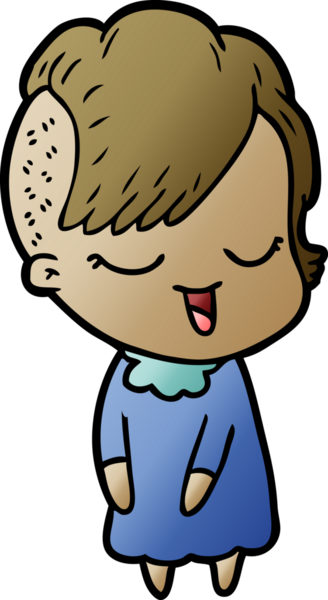 Bir insan tarafından çizilmiş mutlu çizgi film kızı.