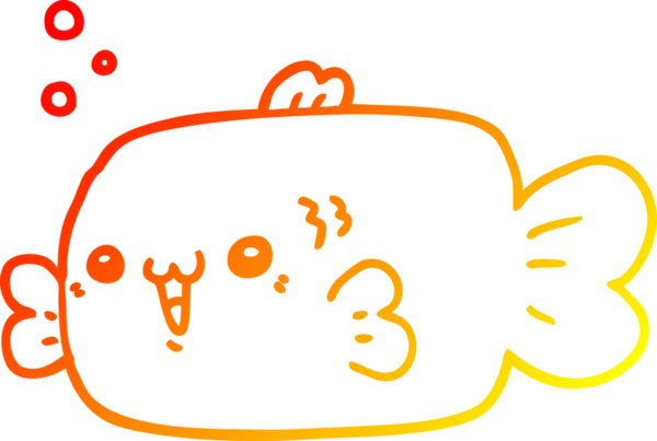 Bir insan tarafından çizilmiş karikatür balığının sıcak çizgi çizimi