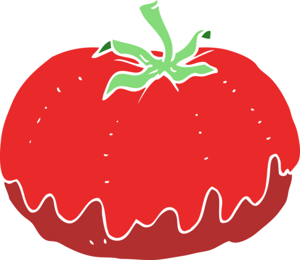 Bir insan tarafından çizilmiş domatesin düz renk çizimi
