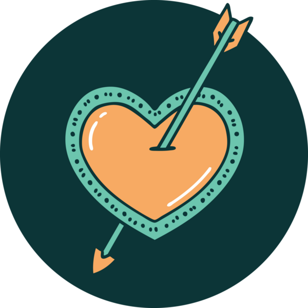 Bir insan tarafından çizilmiş ok ve kalbin ikonik dövme şekli