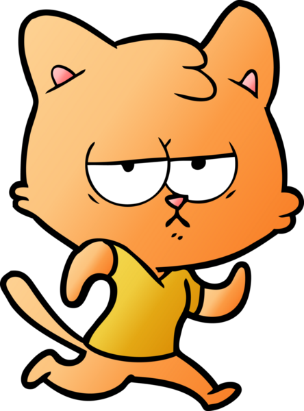 Bir insan tarafından çizilmiş sıkıcı çizgi film kedisi.